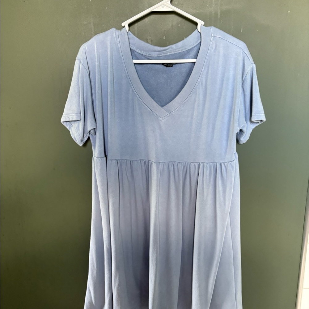 Light Blue V-Neck Women's Dress